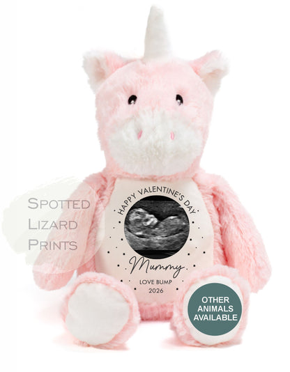 Valentines Day Gift From Bump Bunny Soft Toy - Mummy Teddy Bear - Baby Scan Teddy - Valentine's Day From Bump - Bumps First Valentines Day