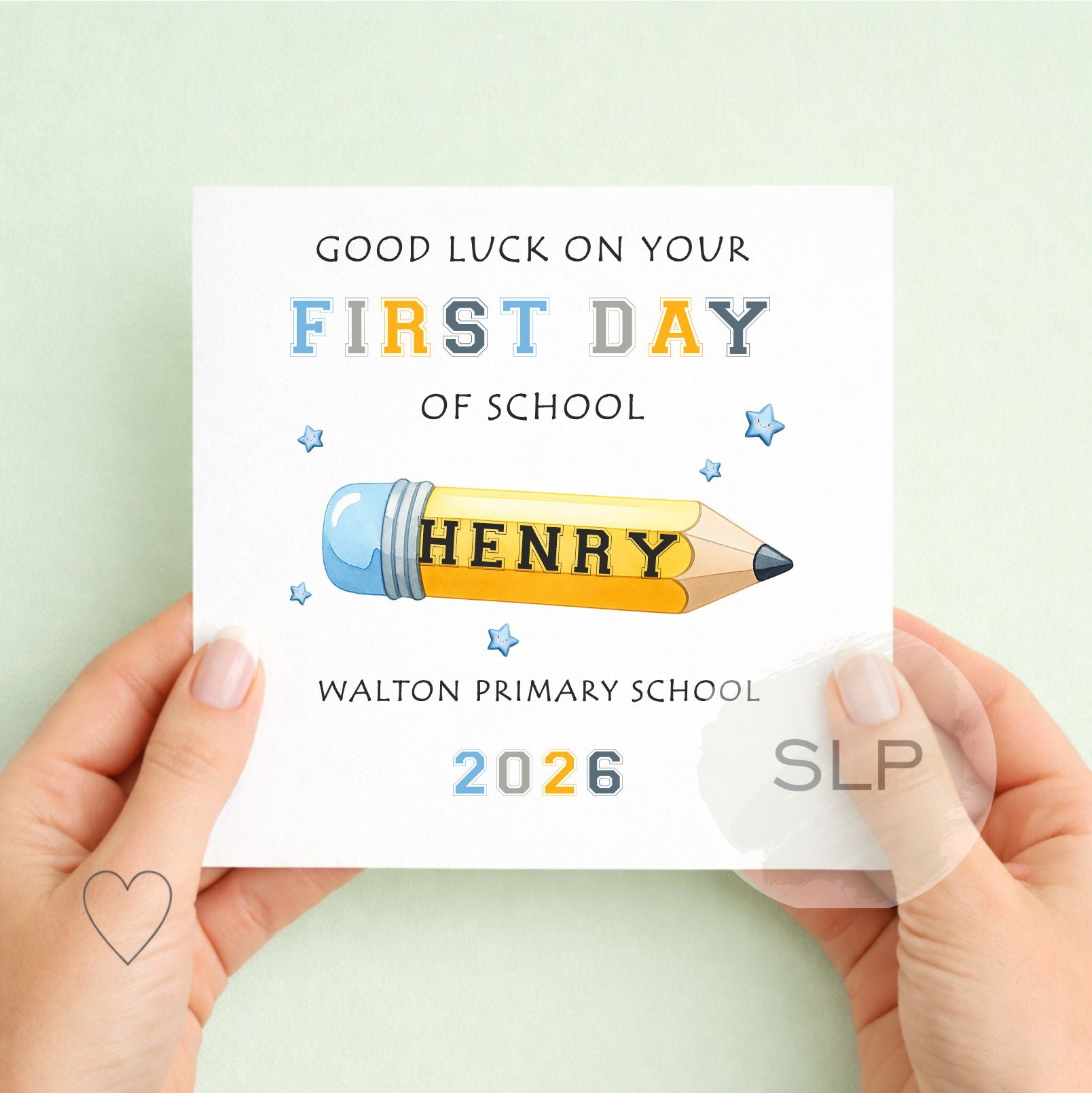 Personalised First Day of School Card – Good Luck on Your First Day | Custom Name, School & Date School 2026