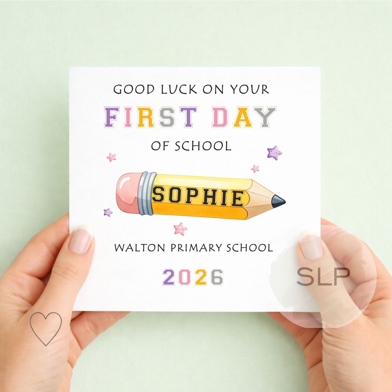 Personalised First Day of School Card – Good Luck on Your First Day | Custom Name, School & Date School 2026