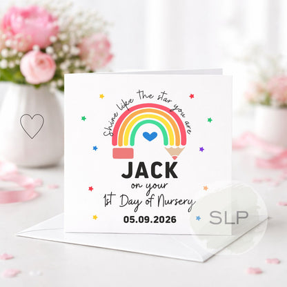 Personalised First Day of School Card | First Day at Nursery Card | Daughter / Son Back to School Card | Custom Name Keepsake
