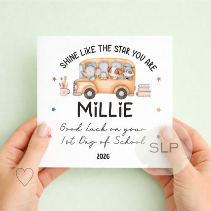 Personalised First Day of School Card | First Day at Nursery Card | Daughter / Son Back to School Card | Custom Name Keepsake