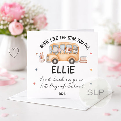 Personalised First Day of School Card | First Day at Nursery Card | Daughter / Son Back to School Card | Custom Name Keepsake