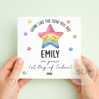 Personalised First Day of School Card | First Day at Nursery Card | Daughter / Son Back to School Card | Custom Name Keepsake