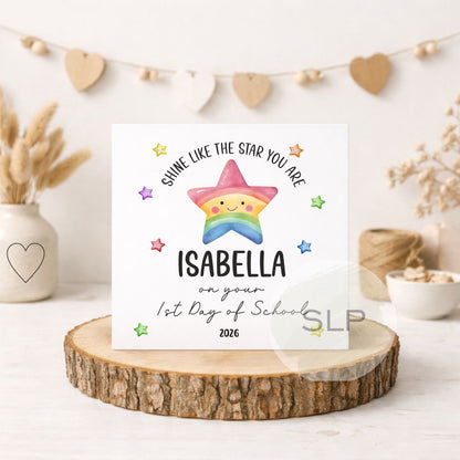 Personalised First Day of School Card | First Day at Nursery Card | Daughter / Son Back to School Card | Custom Name Keepsake