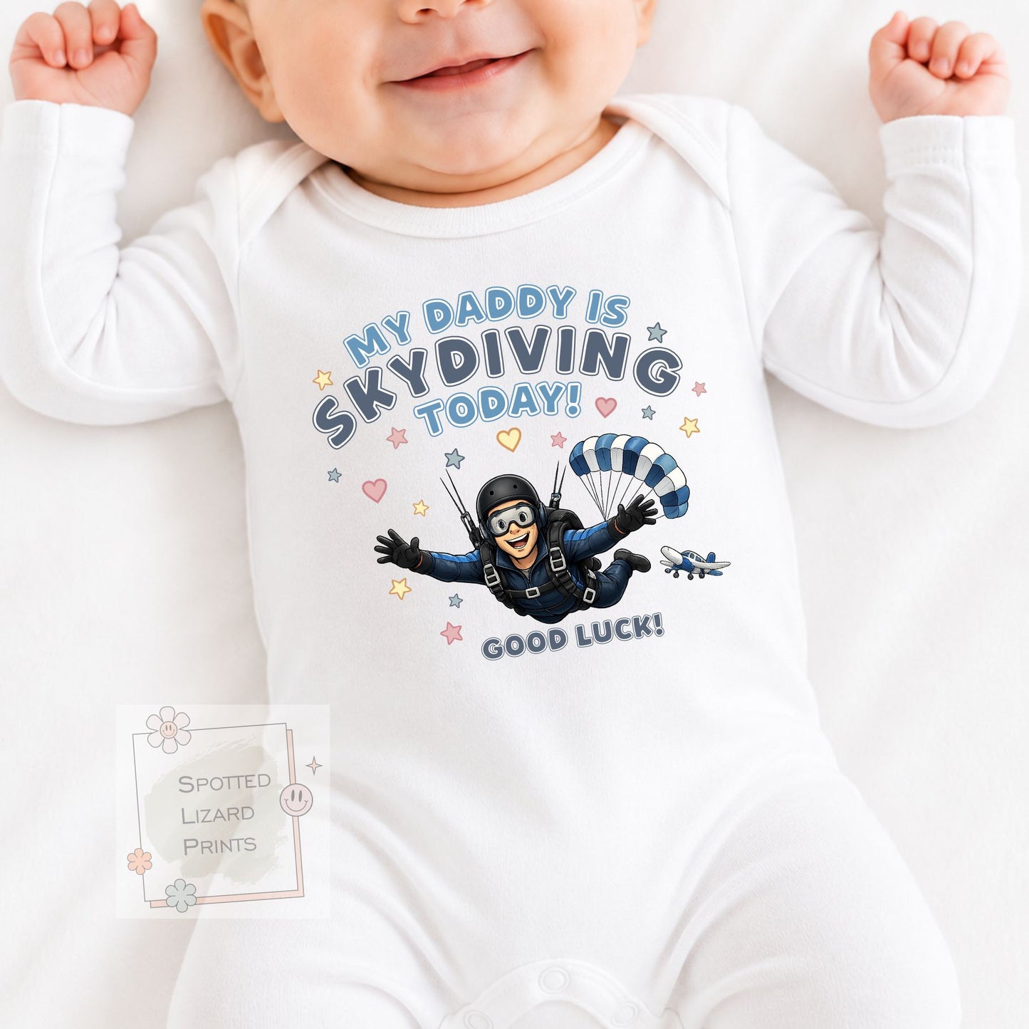 Skydiving today Sweatshirt, Vest, Sleepsuit,  or T Shirt, Cheering for Daddy, Mummy, My Mum is Skydiving T Shirt, My Daddy is Skydiving