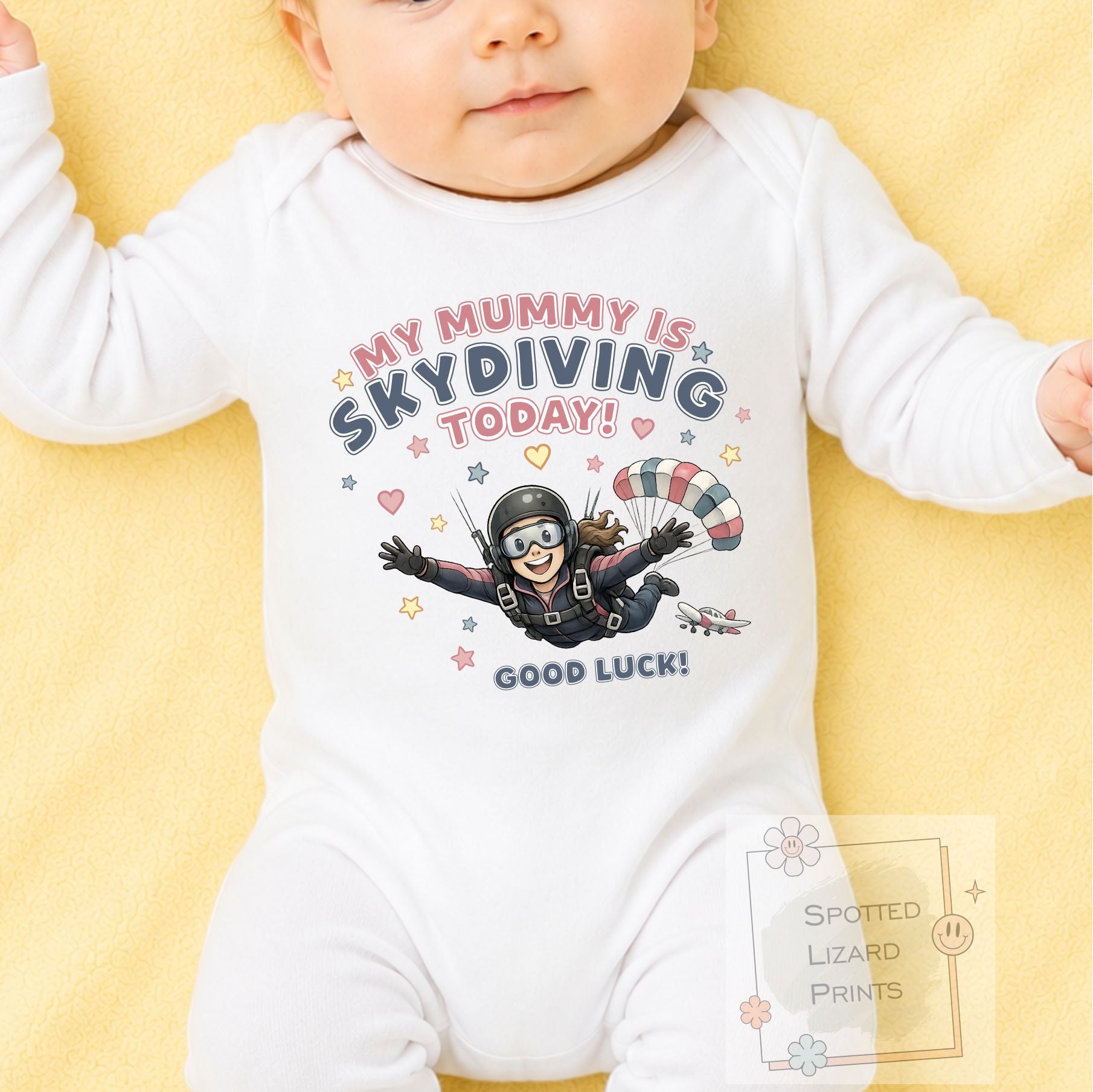 Skydiving today Sweatshirt, Vest, Sleepsuit,  or T Shirt, Cheering for Daddy, Mummy, My Mum is Skydiving T Shirt, My Daddy is Skydiving