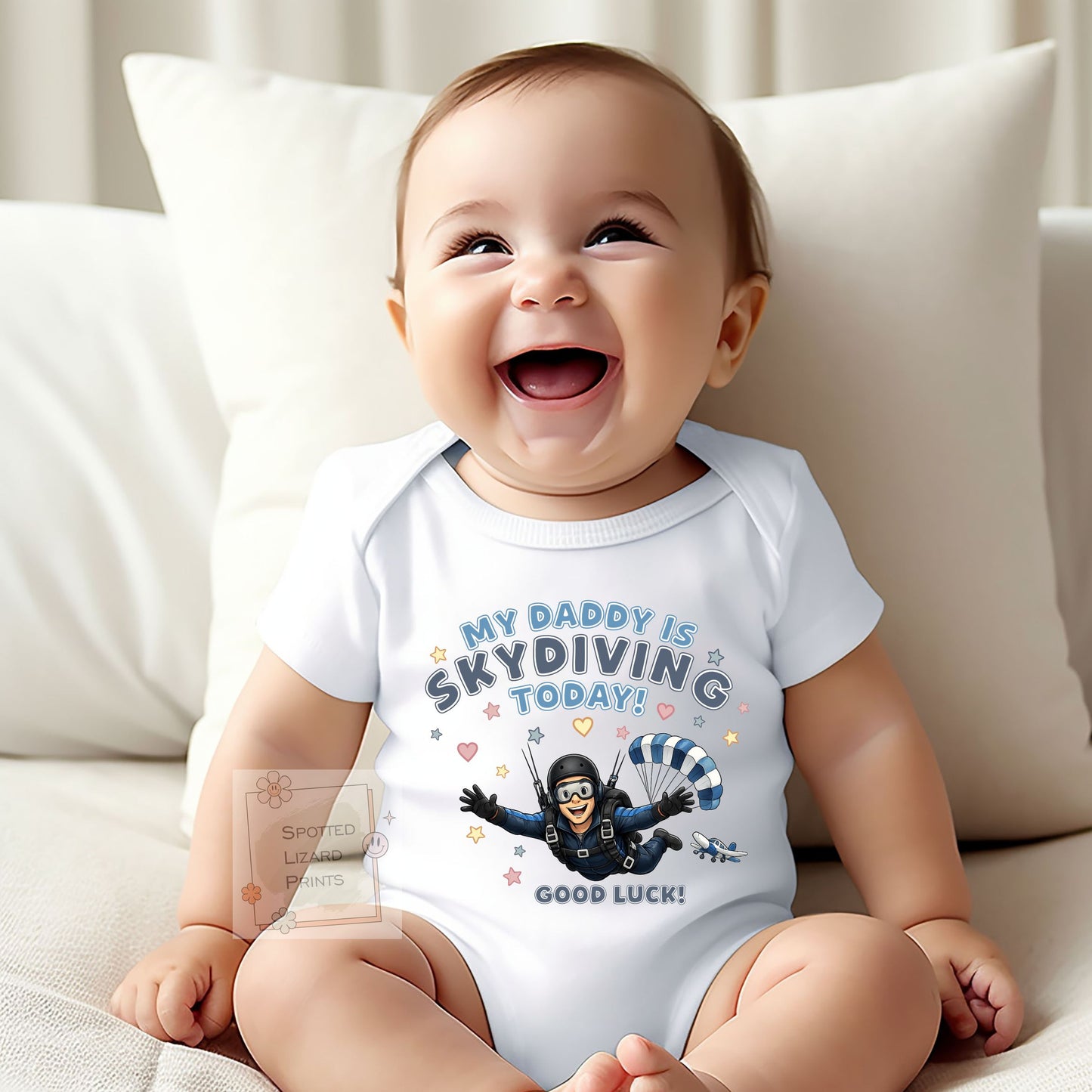 Skydiving today Sweatshirt, Vest, Sleepsuit,  or T Shirt, Cheering for Daddy, Mummy, My Mum is Skydiving T Shirt, My Daddy is Skydiving