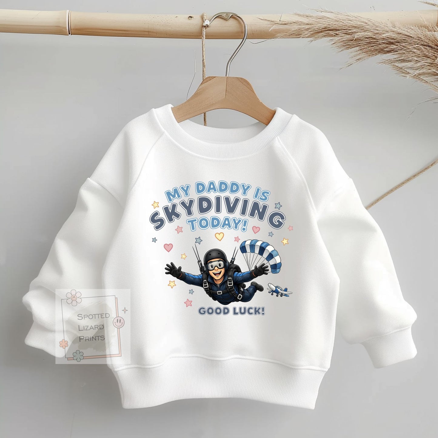 Skydiving today Sweatshirt, Vest, Sleepsuit,  or T Shirt, Cheering for Daddy, Mummy, My Mum is Skydiving T Shirt, My Daddy is Skydiving