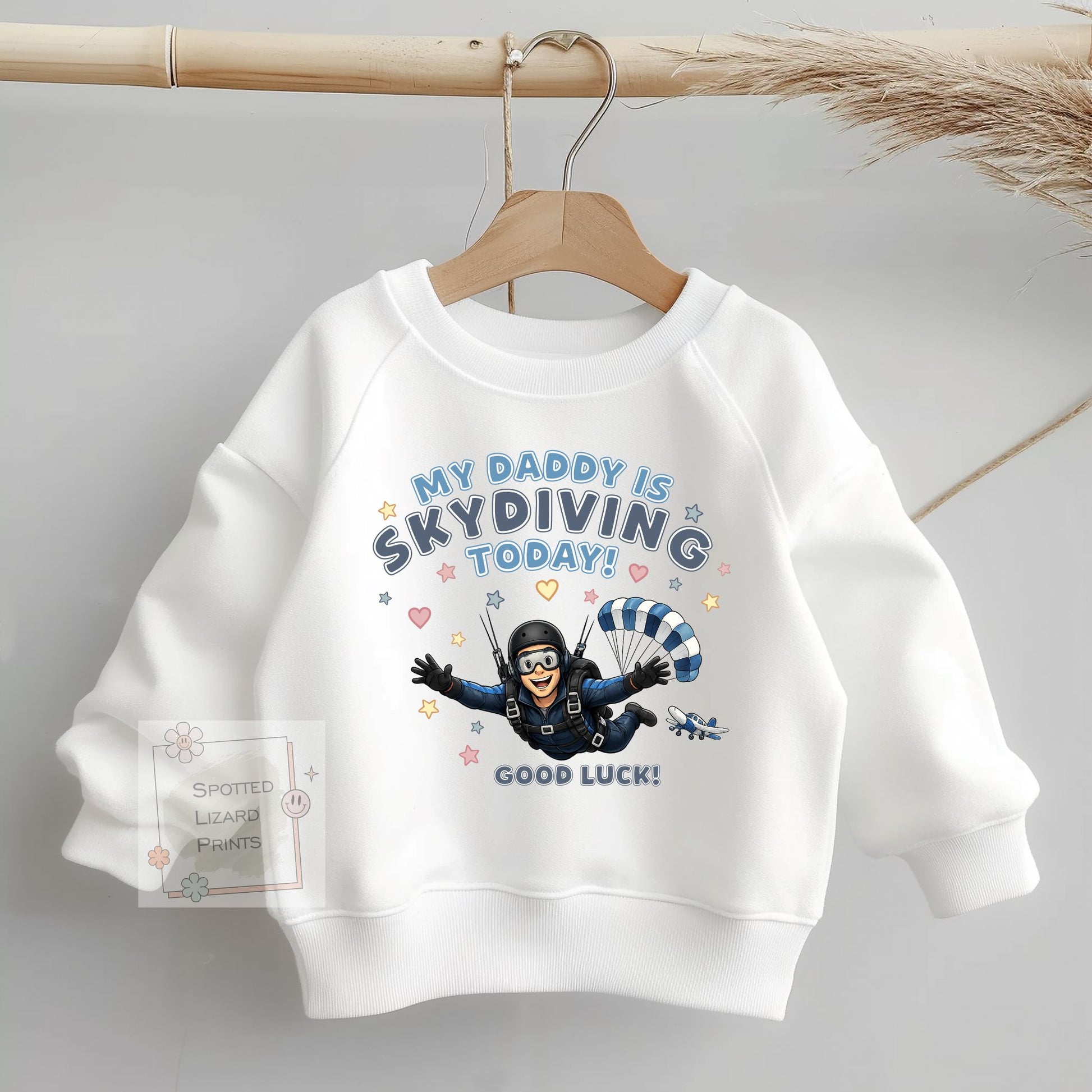 Skydiving today Sweatshirt, Vest, Sleepsuit,  or T Shirt, Cheering for Daddy, Mummy, My Mum is Skydiving T Shirt, My Daddy is Skydiving