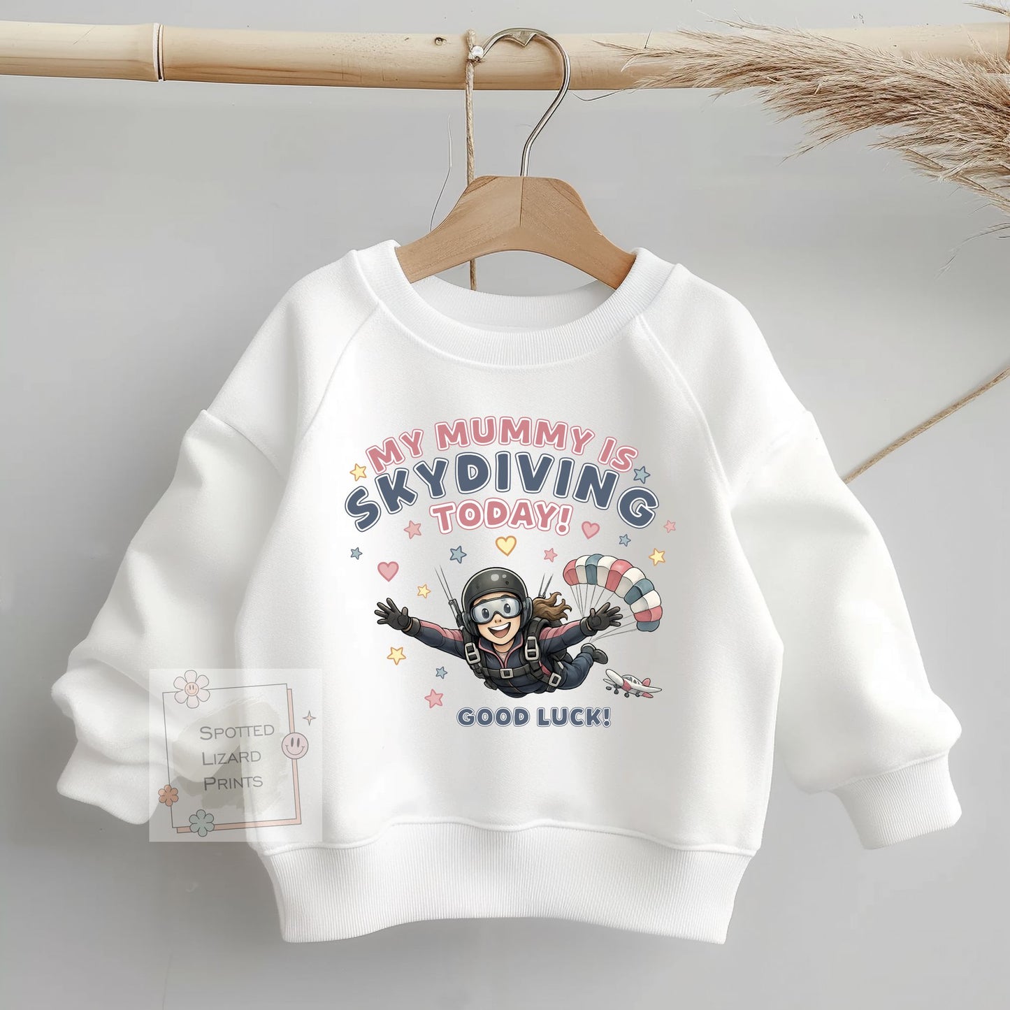 Skydiving today Sweatshirt, Vest, Sleepsuit,  or T Shirt, Cheering for Daddy, Mummy, My Mum is Skydiving T Shirt, My Daddy is Skydiving