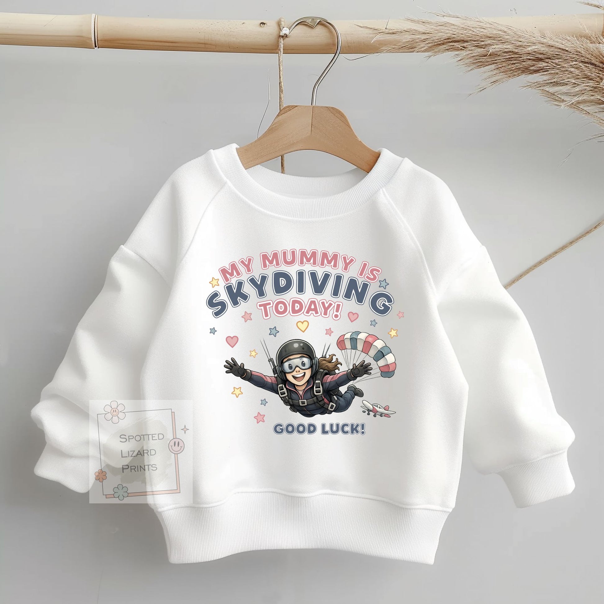 Skydiving today Sweatshirt, Vest, Sleepsuit,  or T Shirt, Cheering for Daddy, Mummy, My Mum is Skydiving T Shirt, My Daddy is Skydiving