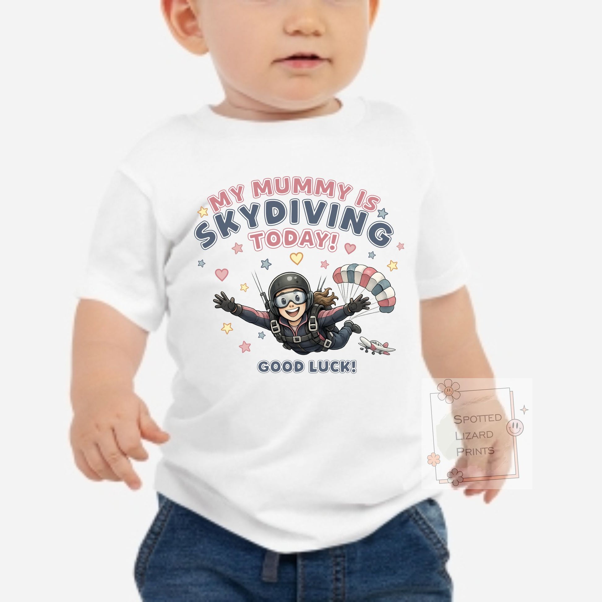 Skydiving today Sweatshirt, Vest, Sleepsuit,  or T Shirt, Cheering for Daddy, Mummy, My Mum is Skydiving T Shirt, My Daddy is Skydiving