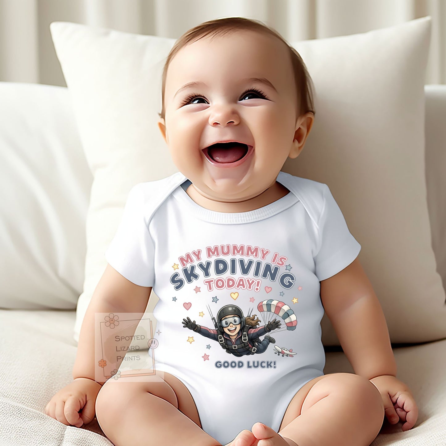 Skydiving today Sweatshirt, Vest, Sleepsuit,  or T Shirt, Cheering for Daddy, Mummy, My Mum is Skydiving T Shirt, My Daddy is Skydiving