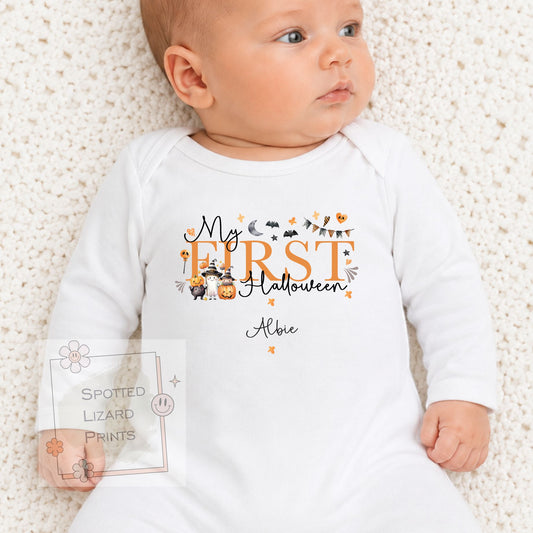 Personalised First Halloween Baby outfit | Baby Halloween Costume Gift | Personalised First Halloween Sleepsuit, Vest or T-shirt