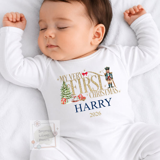 Personalised First Christmas Baby Sleepsuit- My First Christmas Jumper - First Christmas Baby Vest, 1st Xmas, First Christmas Sweatshirt