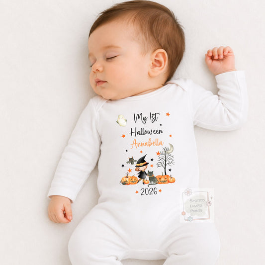Personalised First Halloween Baby outfit | Baby Halloween Costume Gift | First Halloween Sleepsuit or Vest