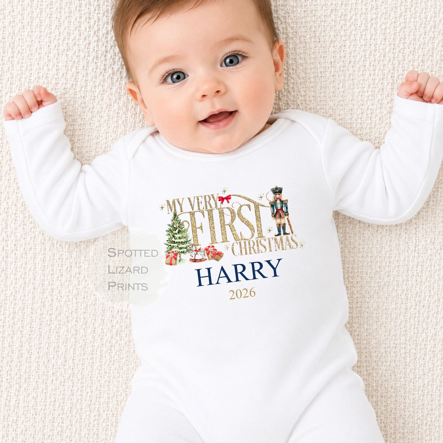 Personalised First Christmas Baby Sleepsuit- My First Christmas Jumper - First Christmas Baby Vest, 1st Xmas, First Christmas Sweatshirt