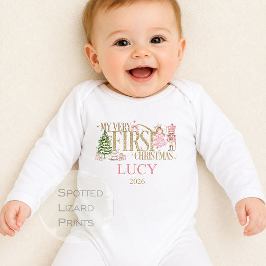Personalised First Christmas Baby Sleepsuit- My First Christmas Jumper - First Christmas Baby Vest, 1st Xmas, First Christmas Sweatshirt