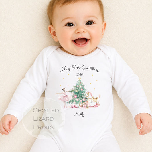 Personalised First Christmas Baby outfit- My First Christmas Sleepsuit or vest - 1st Xmas Nutcracker