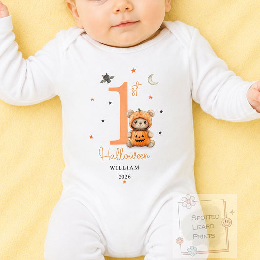 Personalised First Halloween Baby outfit | Baby Halloween Costume Gift | First Halloween Sleepsuit, Vest or T-shirt