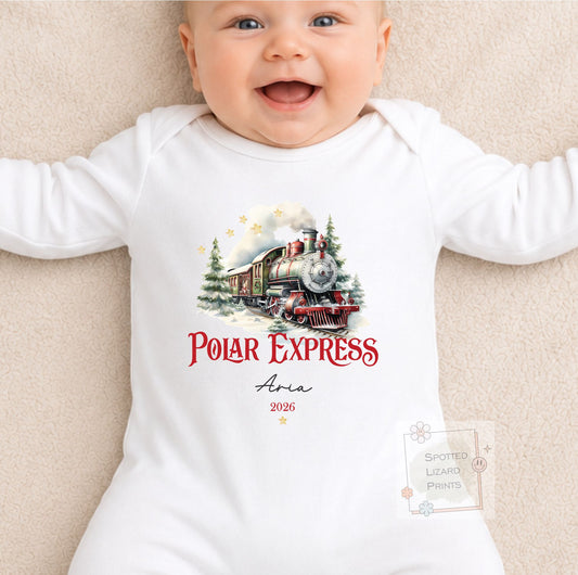 Personalised Polar Express t-shirt, Baby Vest or Rompersuit | Polar Express Christmas top, Children's Christmas matching clothing, gifts