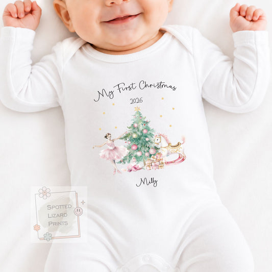 Personalised First Christmas Baby outfit- My First Christmas Sleepsuit or vest - 1st Xmas Nutcracker