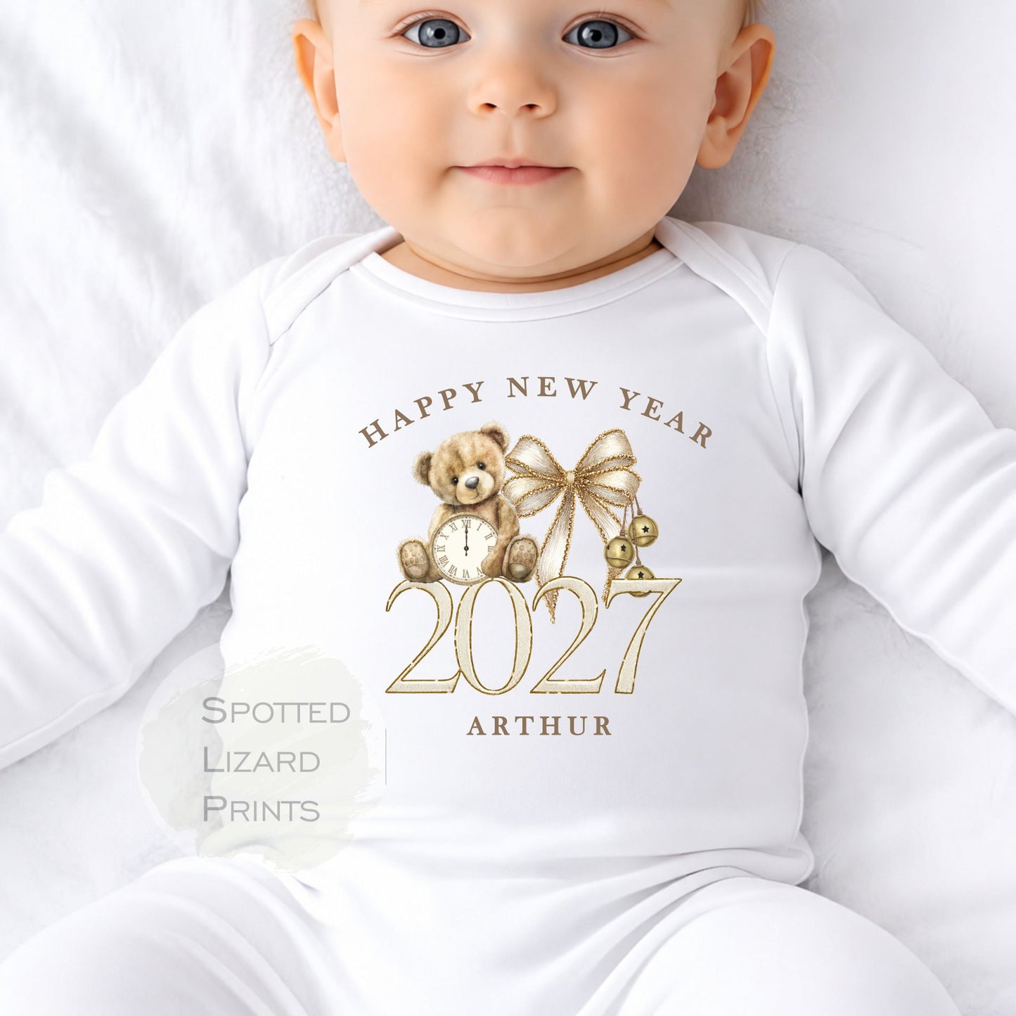 Personalised First New Years Eve Baby Outfit- My First New Years Eve Sleepsuit - 1st New Year Teddy