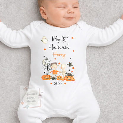 Personalised First Halloween Baby outfit | Baby Halloween Costume Gift | First Halloween Sleepsuit or Vest