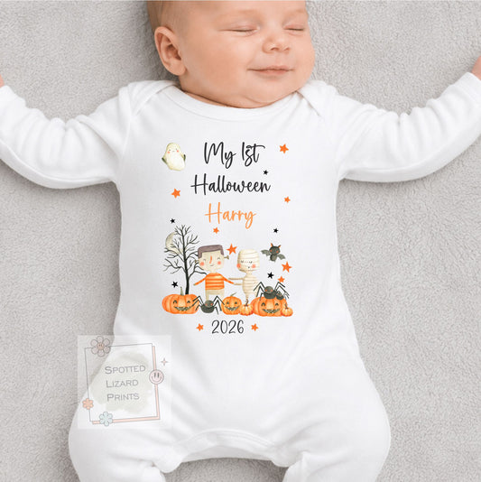 Personalised First Halloween Baby outfit | Baby Halloween Costume Gift | First Halloween Sleepsuit or Vest