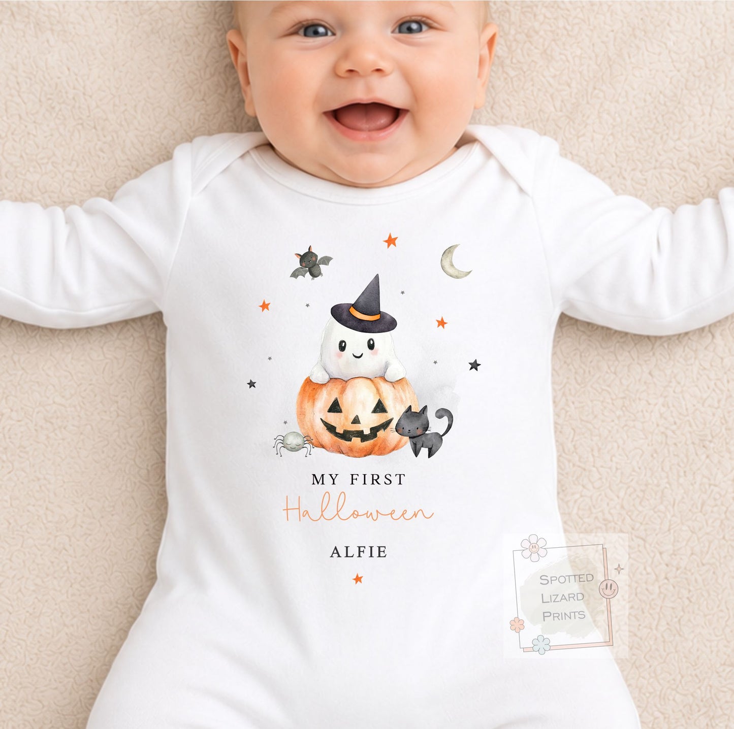 Personalised First Halloween Baby outfit | Baby Halloween Costume Gift | First Halloween Sleepsuit, Vest or T-shirt - Personalised Baby Gift