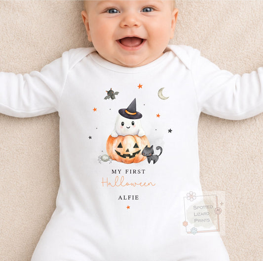 Personalised First Halloween Baby outfit | Baby Halloween Costume Gift | First Halloween Sleepsuit, Vest or T-shirt - Personalised Baby Gift