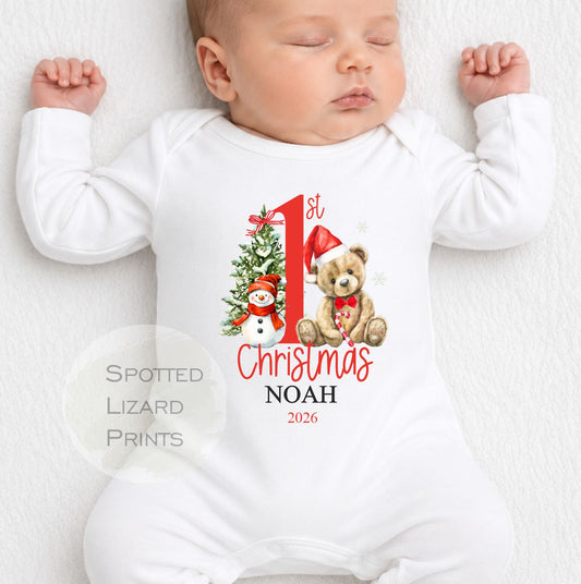 Personalised First Christmas Baby Outfit- My First Christmas Sleepsuit, Vest T-shirt, First Christmas Pyjamas First Christmas Sweatshirt