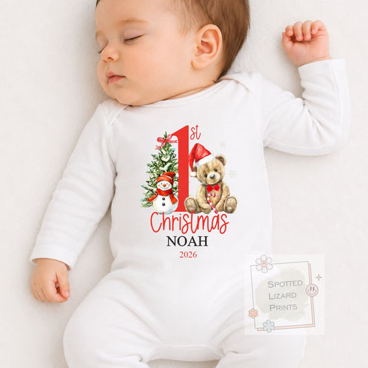 Personalised First Christmas Baby Outfit- My First Christmas Sleepsuit, Vest T-shirt, First Christmas Pyjamas First Christmas Sweatshirt