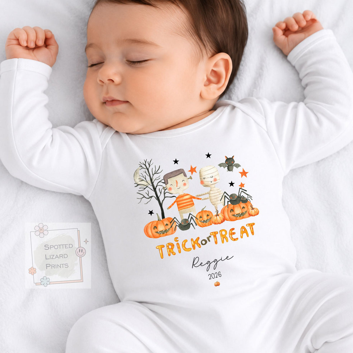 Personalised First Halloween Baby Outfit | My 1st Halloween Sleepsuit, Vest or T-shirt - Halloween Trick or Treat