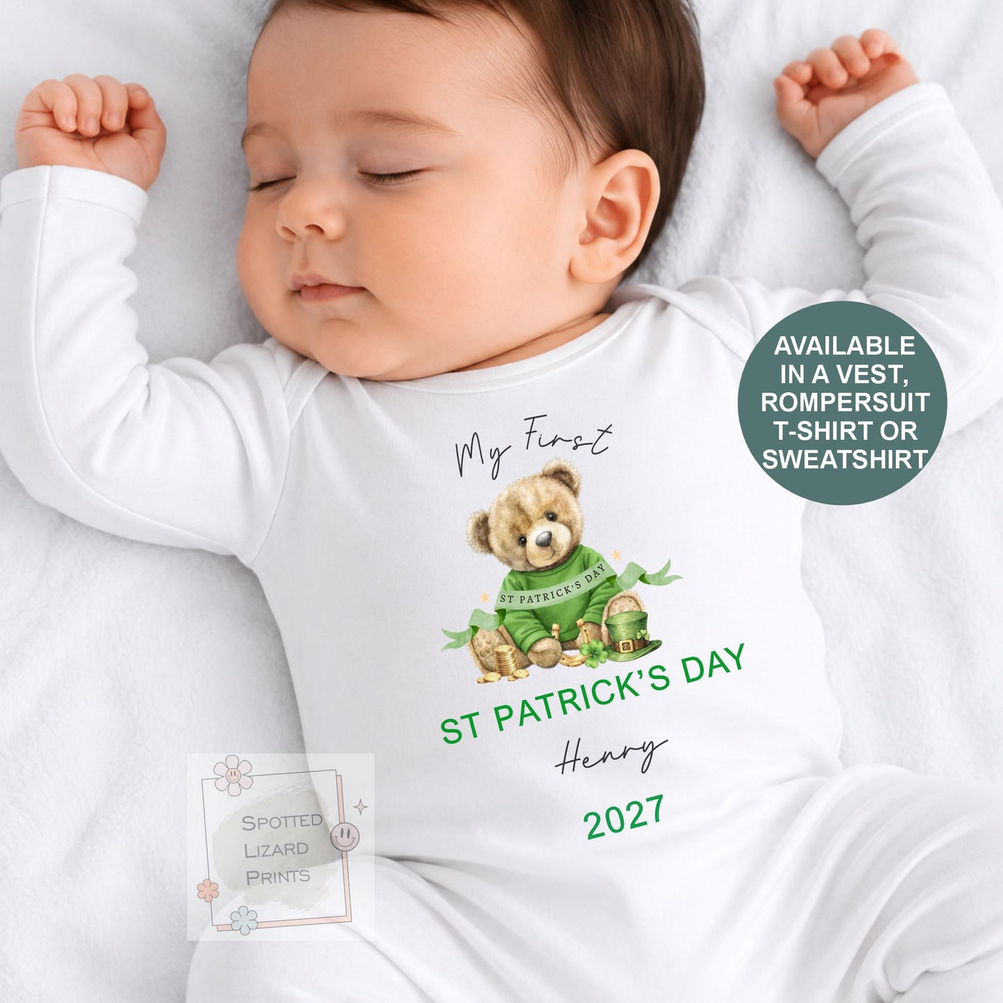 Personalized First St Patrick's Day Baby Outfit | Mo Chéad Lá Fhéile Pádraig Sleepsuit | Irish T-shirt | St Patrick's Day Sweatshirt