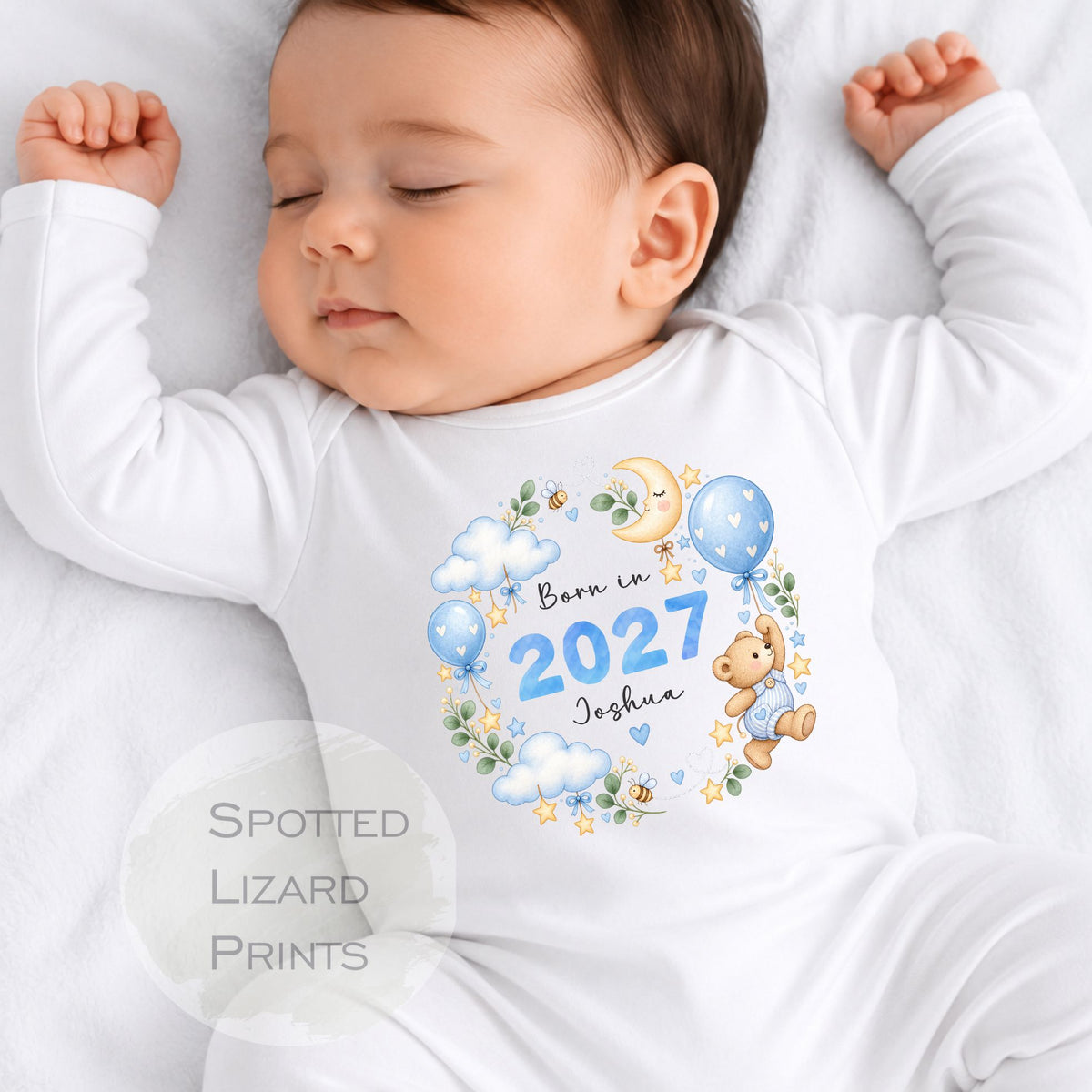 Personalised Born in 2027 Baby Outfit,  New Baby Arrival Rompersuit, Newborn Baby Gift Baby Grow 