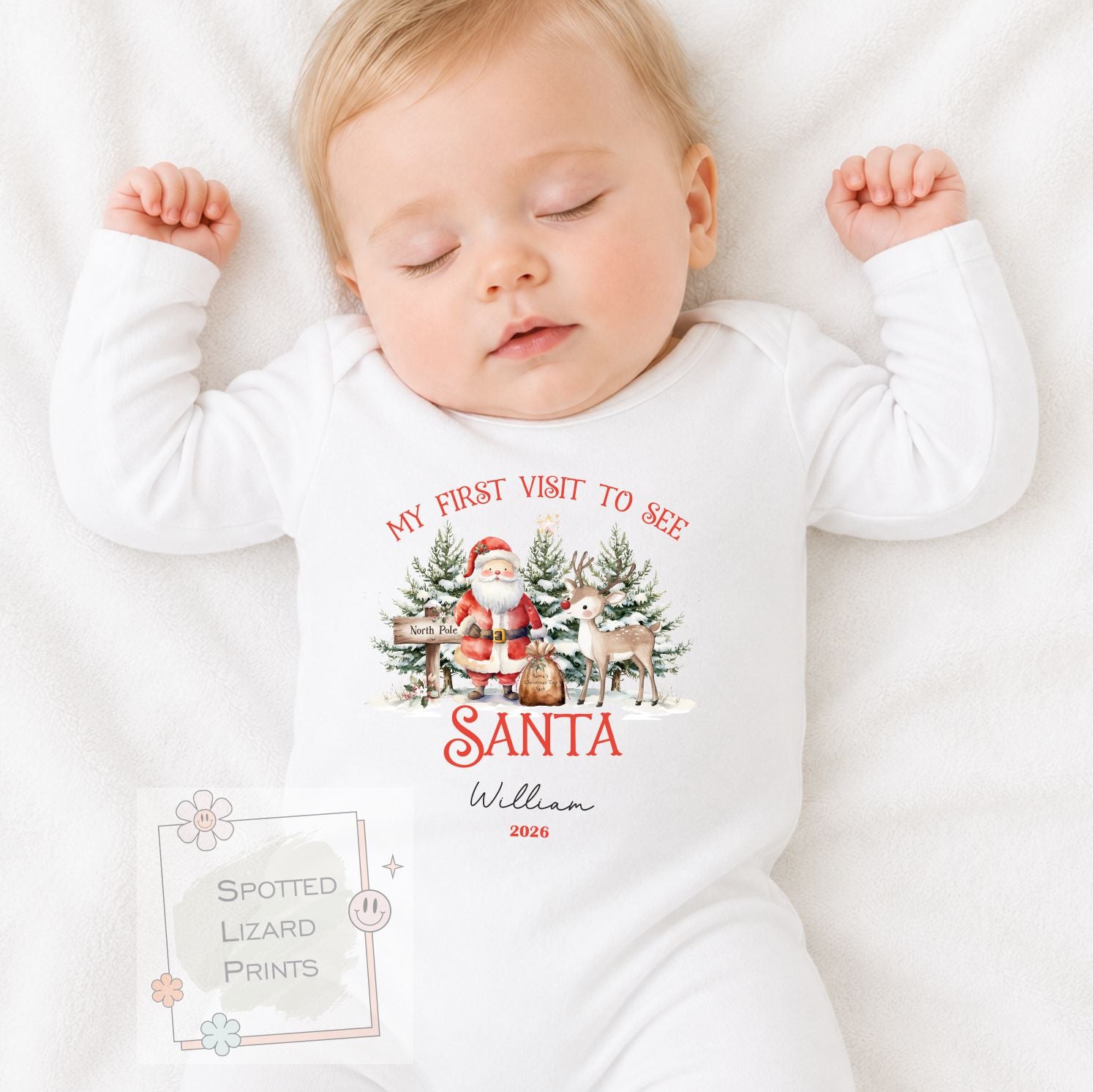 Personalised Visit Santa Sweatshirt, Baby Vest or Sleepsuit | First visit to Santa Christmas top, Children's Christmas