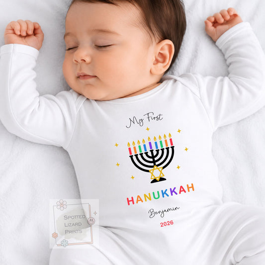 My First Hanukkah Baby Bodysuit | Personalised Hanukkah Baby Vest | Custom Jewish Baby Gift | Hanukkah Baby Outfit | Keepsake