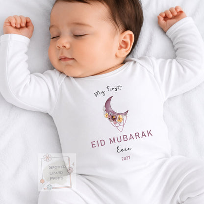 My First Eid Mubarak Baby Bodysuit | Personalized Baby Eid Outfit | Eid al-Fitr or Eid al-Adha | First Eid Gift | Ramadan Baby Sleepsuit