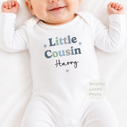 Personalised Big Cousin Little Cousin Matching Outfits | Baby Announcement | Cousin T-Shirt, Baby Vest, Sleepsuit & Bib | New Baby Gift