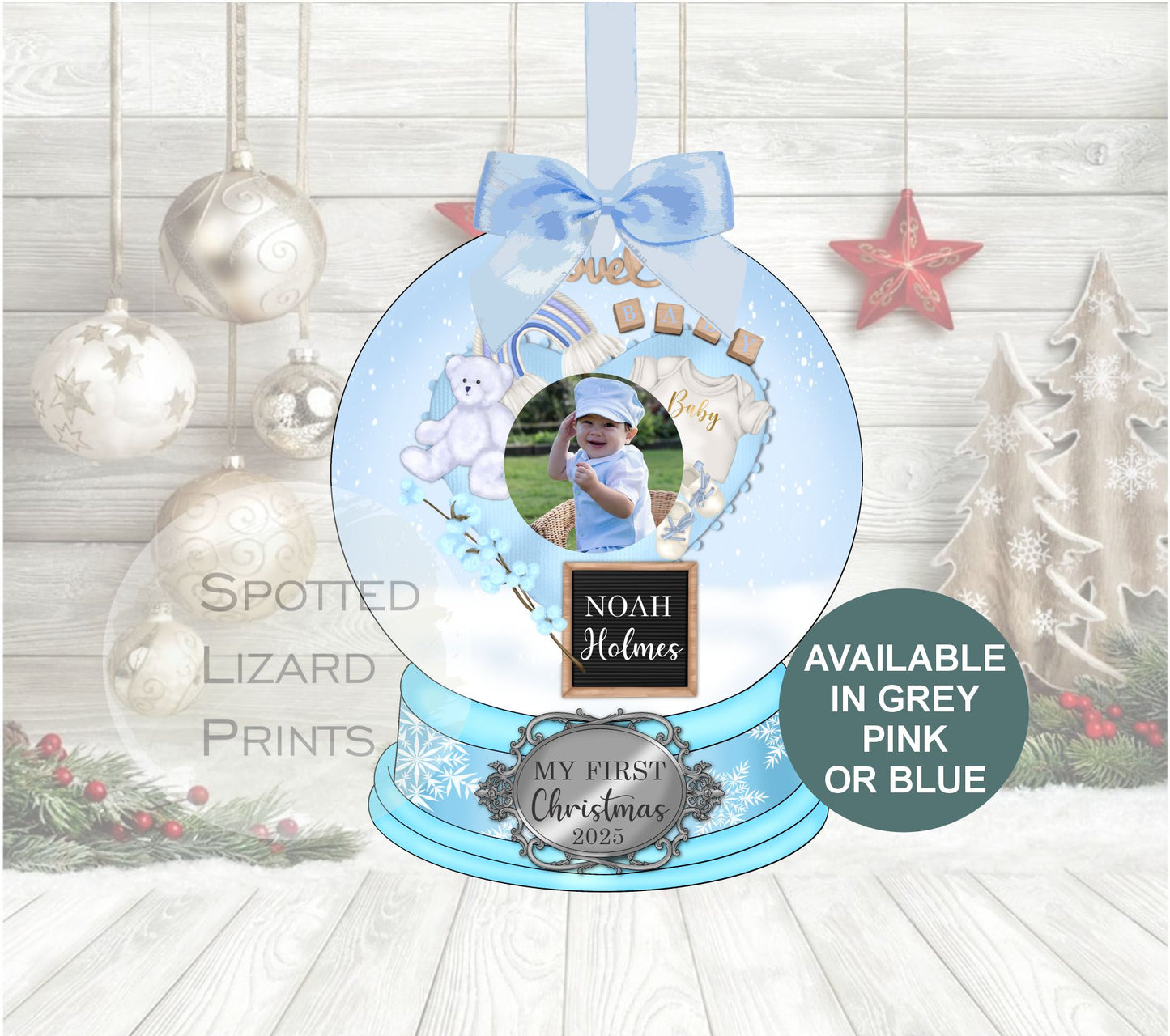 My first christmas personalised snow globe bauble