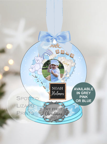 My first christmas personalised snow globe bauble