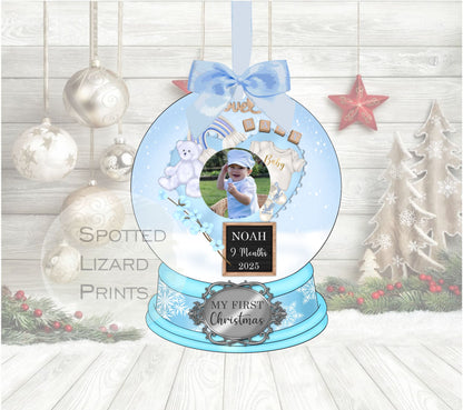 personalised my first christmas photo bauble