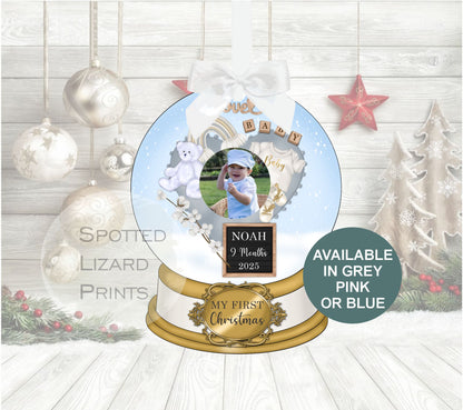 personalised my first christmas photo bauble