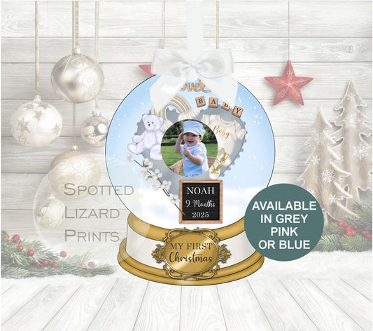 personalised my first christmas photo bauble