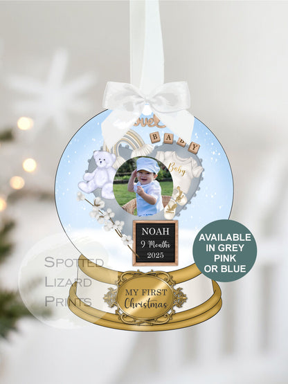 personalised my first christmas photo bauble