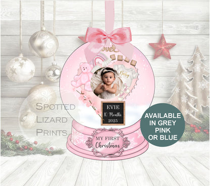 personalised my first christmas photo bauble