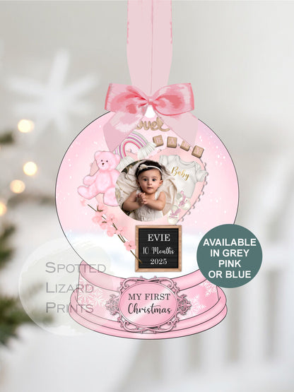 personalised my first christmas photo bauble