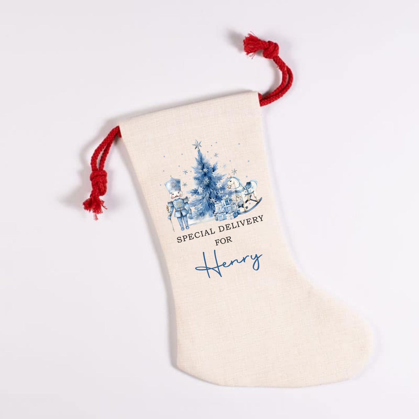 your name on a personalised santa sack