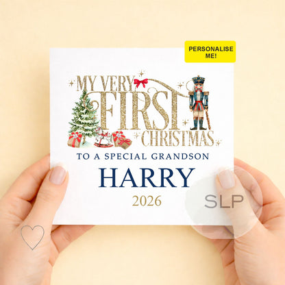 Personalised Grandson First Christmas Card | Nutcracker
